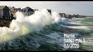 Marée 117 Mars 2020 filmée en drone  SaintMalo  Bretagne  France [upl. by Delanie]