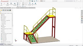 Solidworks Weldments tutorial  design of Steel ladder in Solidworks [upl. by Shetrit]