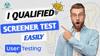 Qualify User Testing Screener Test using These 3 Rules  User Testing  Usertesting [upl. by Rogozen713]