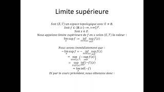 Espaces topologiques partie 160  Limite supérieure [upl. by Lennahc]