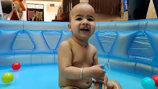 Baby Bathing In Big Bath Tub  Baby Fun Time  Baby Playing With Water [upl. by Elocon142]