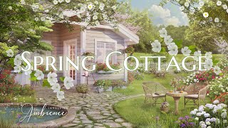 🍃Spring Cottage ASMR Ambience Peaceful Stream Sounds Wind Chimes Book Sounds Spring Garden Nature [upl. by Sualohcin]