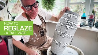 137 How to Reglaze a Tall Vase  Refiring Glazed Pottery [upl. by Theall398]