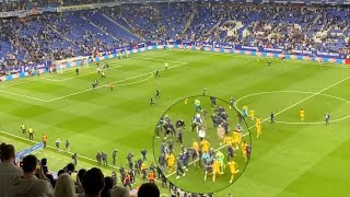 Espanyol fans CHASE Barcelona players from the pitch after title celebrations SHOCKING footage [upl. by Ellenrad]