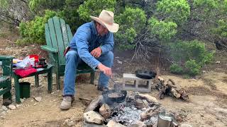 Making A Simple Campfire Breakfast in an Iron Skillet [upl. by Gnivri]