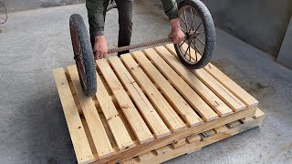 Creative Ideas And Ways To Recycle And Reuse A Wooden Pallet  Build Trailers From Wooden Pallets [upl. by Lesirg]