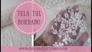 TELA TUL BORDADO PARA VESTIDOS DE COMUNIÓN ⭐⭐⭐⭐⭐ [upl. by Einiffit228]