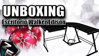 Unboxing Escritorio de Esquina Walker Edison Vidrio Negro [upl. by Zarah207]