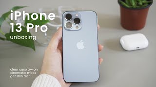 iPhone 13 Pro Aesthetic Unboxing ✨❄️ Sierra Blue  Accessories amp Cinematic Mode [upl. by Consalve]