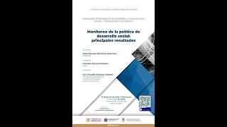 Seminario quotMonitoreo de la política de desarrollo social principales resultadosquot [upl. by Audsley129]