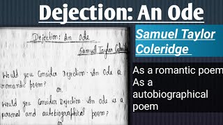 DejectionAn Ode poem as a romantic poem and Autobiographical element l [upl. by Nolte]