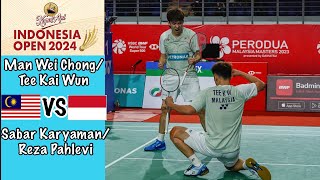 Man Wei Chong  Tee Kai Wun vs Sabar Karyaman GUTAMAMoh Reza Pahlevi ISFAHANI  Indonesia Open 2024 [upl. by Rudelson505]