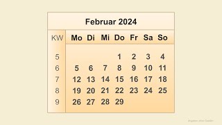 Kalender Februar 2024 [upl. by Eiramnerual823]