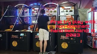 Street Basketball arcade Nondominant hand challenge with 7 balls 518 scores [upl. by Mitch]