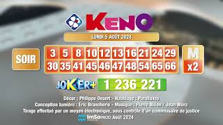 Tirage du soir Keno® du 05 août 2024  Résultat officiel  FDJ [upl. by Euqinamod]