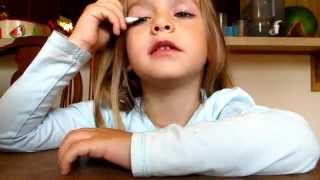 3 year old doing a makeup tutorial using crayons [upl. by Tav]