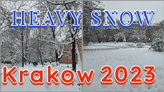 Heavy snow in Krakow Poland December 2023Heavy snow ❄️JRWORLDPolandKrakowEuropeSnow 2023 [upl. by Sidoon]