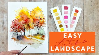 Try This Easy Autumn Watercolour Landscape [upl. by Gruver922]