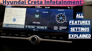 Hyundai Creta Infotainment System Features and Settings explained  In Hindi  hyundai creta sx [upl. by Lyrradal]