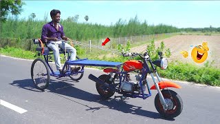 Bike❌️ குதிரை சவாரி😅100 Real  Making Horse Cart with Bike  MrVillage Vaathi [upl. by Seyer]