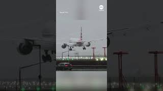 American Airlines flight makes wild landing at Londons Heathrow Airport [upl. by Crofoot]