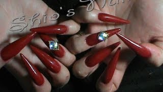 Uñas Acrilicas RojoRed Stiletto Nails [upl. by Fullerton]