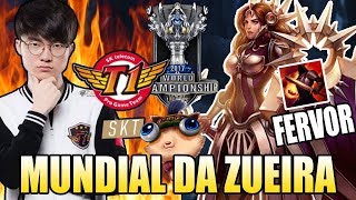 SKT INVENCÃVEL FAKER CARREGANDO E LEONA DE FERVOR  MUNDIAL DA ZUEIRA [upl. by Norved]