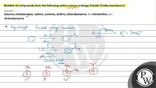 Number of compounds from the following which cannot undergo FriedelCrafts reactions is [upl. by Irbua]