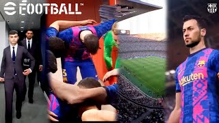 Así se ve el CAMP NOU y la TERCERA Equipacion del BARCELONA en EFOOTBALL 2022 shorts [upl. by Ylelhsa]