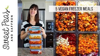 5 Vegan Freezer Meals in 1 Hour [upl. by Scever]