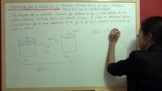 TERMODINAMICA QUIMICA Ejercicio 1  Trabajo expansión de un gas en un émbolo [upl. by Tommi]