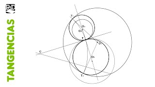 Circunferencias Tangentes a otras 2 Interiores con Punto de Tangencia en una  Tangencias Potencia [upl. by Nathaniel]