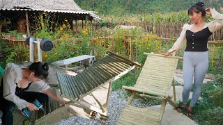 Poor girl Single mother builds a bamboo chair to relax Beautiful bamboo chair  Farm life [upl. by Bruce707]