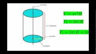 Walec pole powierzchni walca objętość walca własności walca przekrój walca oś obrotu [upl. by Marina]