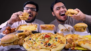 Eating Pizza Lasagna Tower zinger Cheese stick Wings Hotshot Wraps  Mukbang Asmr [upl. by Thurlough]