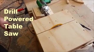 Homemade table saw with a drill [upl. by Thorpe698]