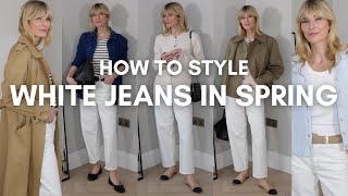 HOW TO STYLE WHITE JEANS IN SPRING  Effortlessly Chic Denim Outfits [upl. by Seeto482]