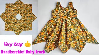 Handkerchief Baby Frock cutting and stitching  Baby Frock Design Cutting and stitching [upl. by Ahsetel29]