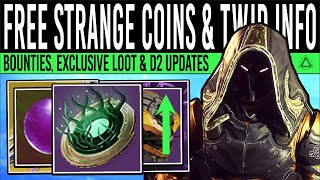 Destiny 2 FREE STRANGE COINS amp CHALLENGE UPDATE Future Fixes Exclusive Emblems Bounties amp Issues [upl. by Ianteen]