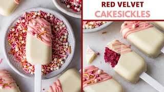 HOW TO MAKE CAKESICLES  VALENTINES DAY RED VELVET CAKE POPSICLES  EGGLESS CAKE POPS RECIPE [upl. by Burkhard]