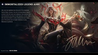 IMMORTALIZED LEGEND AHRI SKIN SPOTLIGHT500 DOLLAR USDTRANSCENDANT SKIN06012024 [upl. by Juback]