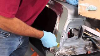 Welding grinding sanding the quarter panel on the 65 Malibu SS  The Build [upl. by Hassadah875]