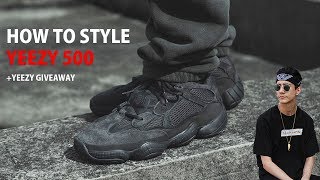 HOW TO STYLE YEEZY 500 UTILITY BLACK  YEEZY GIVEAWAY [upl. by Anahgem]