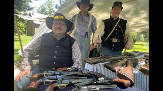 Civil War Revolvers several Colts Starr Remington Lefaucheux  Civil War Cavalry Reenactment [upl. by Prissy]