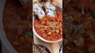 Cheesy Harissa Stewed Beans 🫘  hot for food Shorts [upl. by Tiffy]