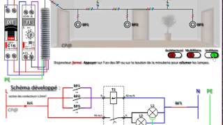 Le schéma de raccordement dune minuterie avec effet circuit déclairage interacti [upl. by Bagger]