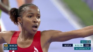 Winfred Mutile Yavi Womens 3000m Steeplechase Olympic Record of 85276 in Olympic Paris 2024 [upl. by Elyrpa308]