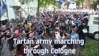 Tartan army marching through Cologne [upl. by Ecirpac]