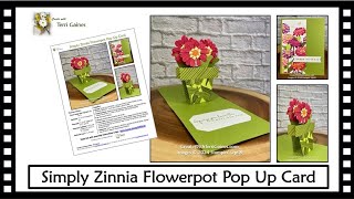 Simply Zinnia Flowerpot Pop Up Card with FREE PDF Project Sheet [upl. by Bergren266]