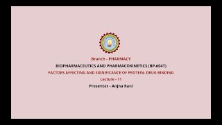 Biopharmaceutics and Pharmacokinetics  Factors Affecting amp Significance of Protein  Drug Binding [upl. by Whang]